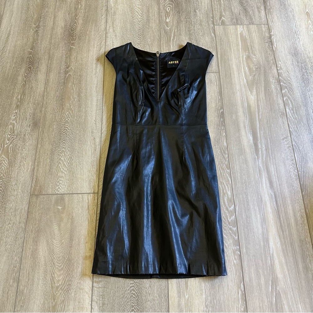Abyss black faux leather dress